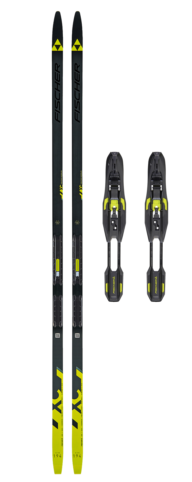 FISCHER Twin Skin Superlite IFP & FISCHER Control Step in Svart/gul